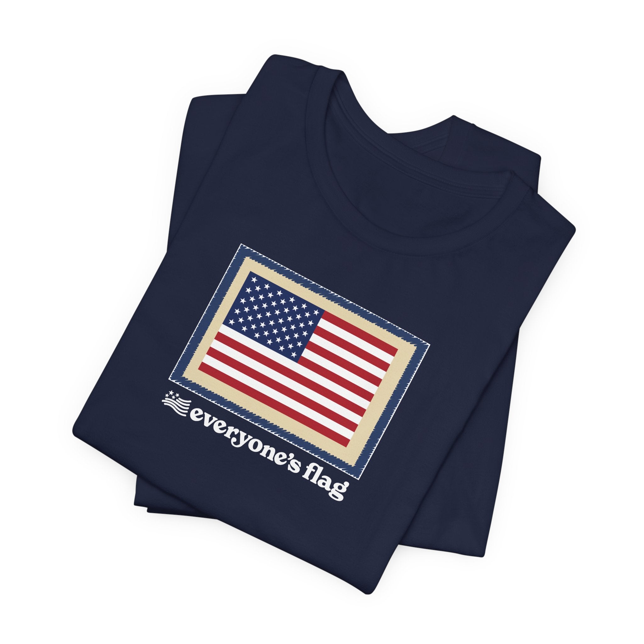 Flag Patch Unisex Jersey Short Sleeve Tee - Navy & Red