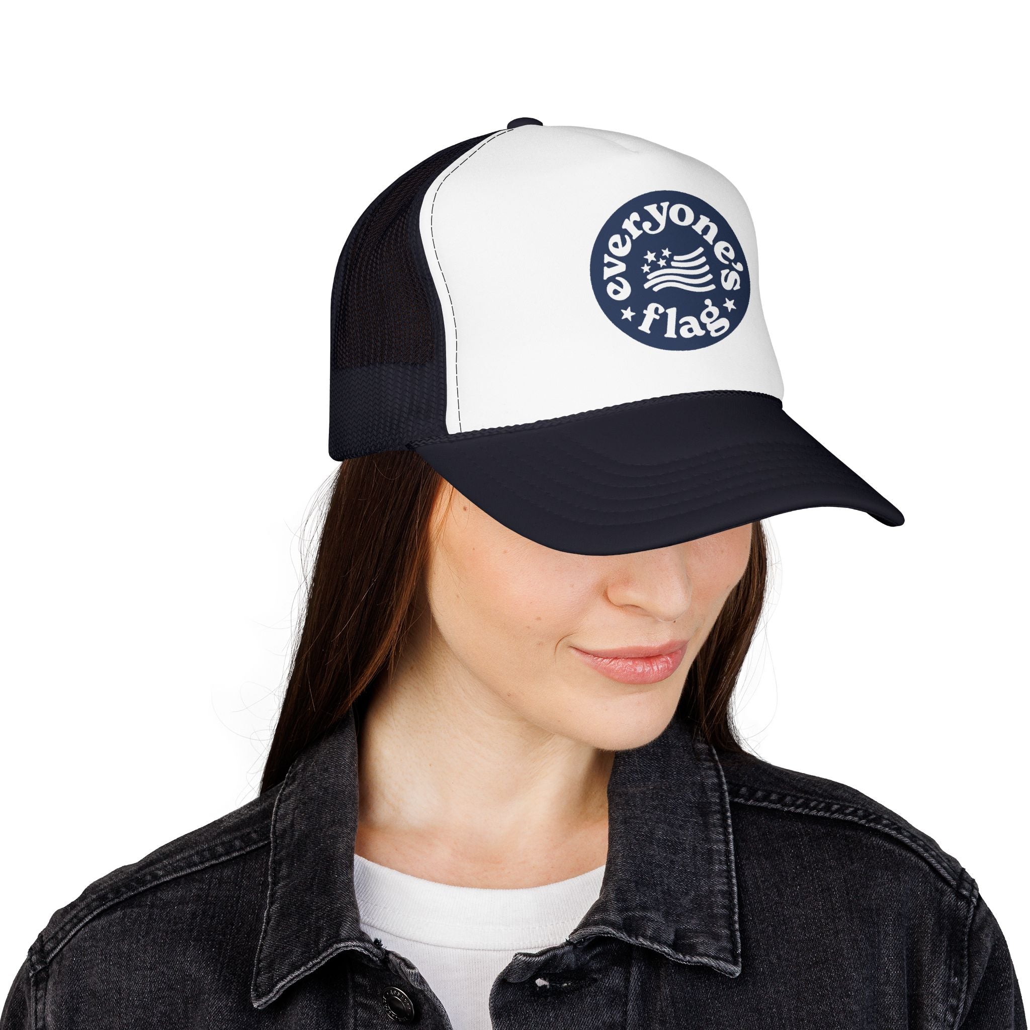 Vintage Trucker Hat - Peace Flag - Navy & Red