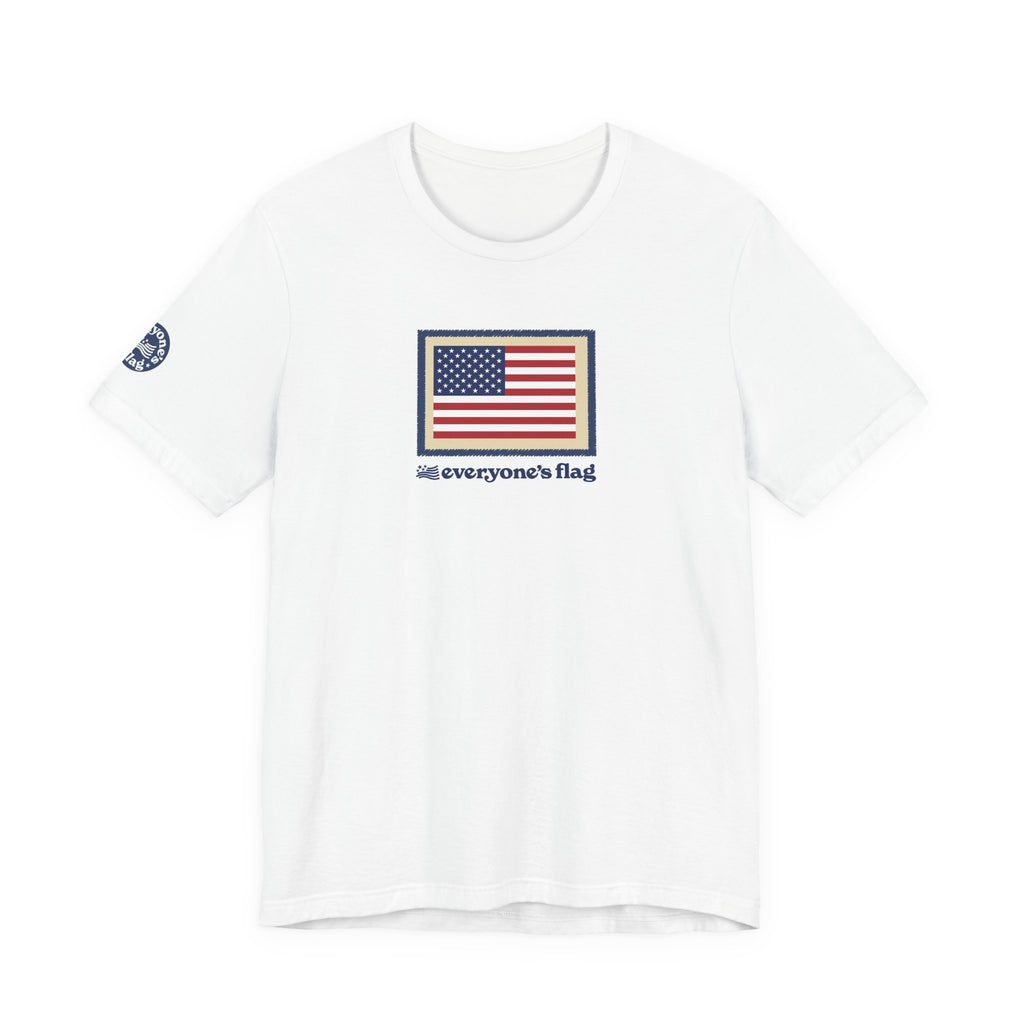 Flag Patch Unisex Jersey Short Sleeve Tee - White