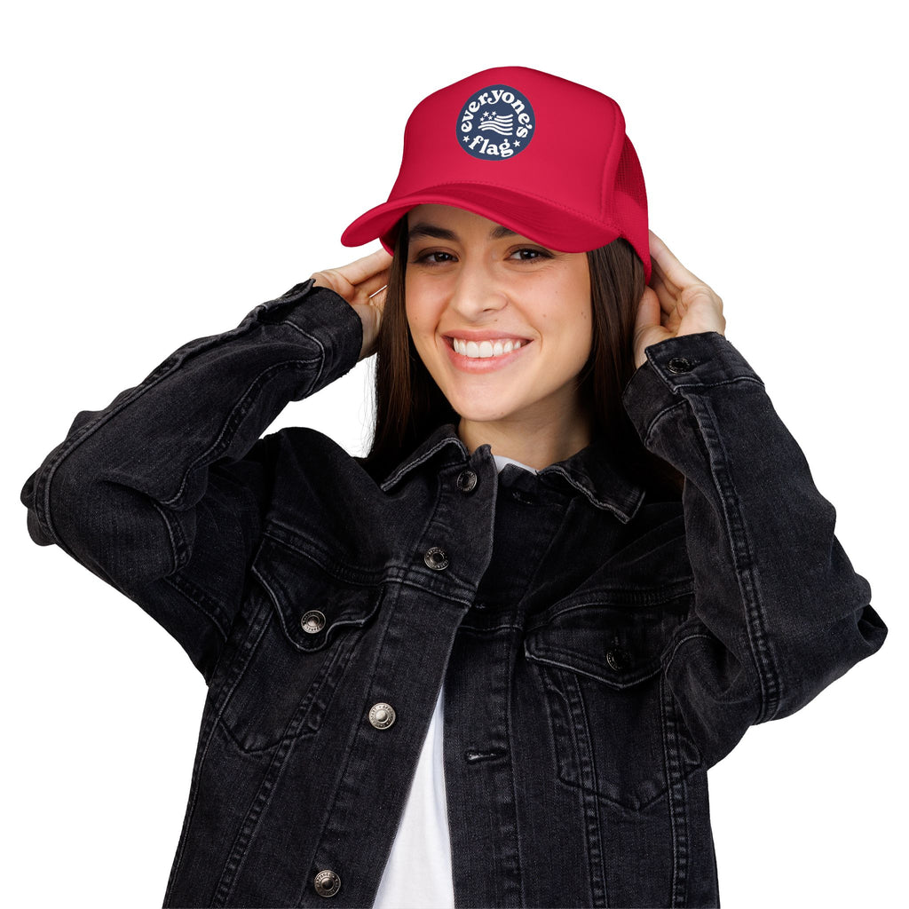 Vintage Trucker Hat - Peace Flag - Navy & Red