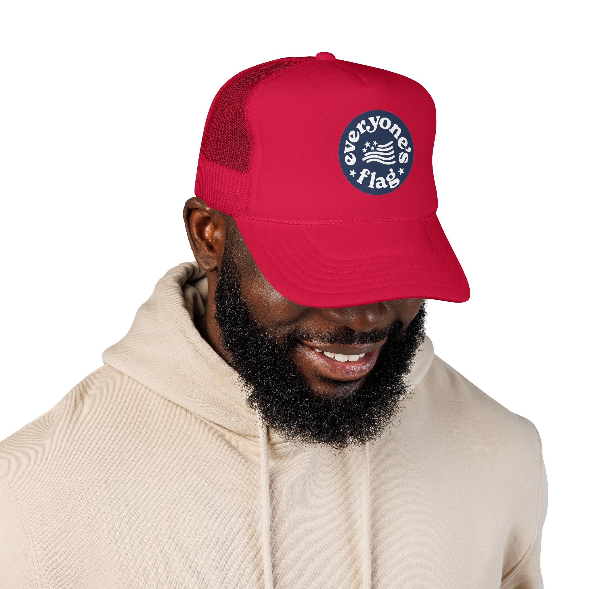 Vintage Trucker Hat - Peace Flag - Navy & Red