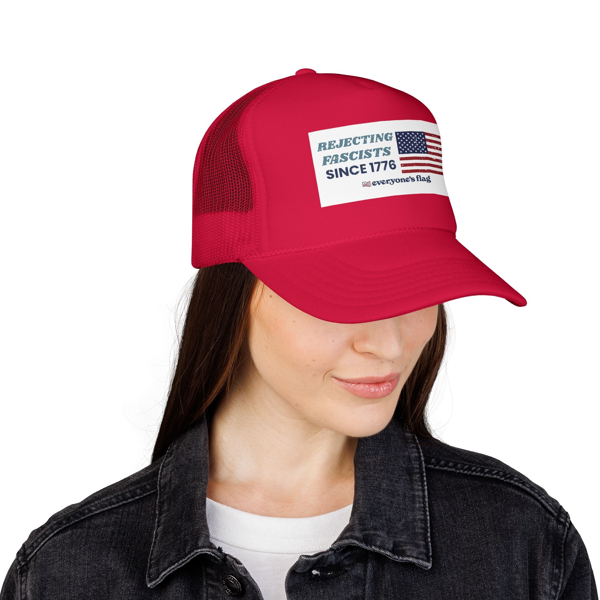 Resisting Fascists 250 yrs. Trucker Hat - White patch