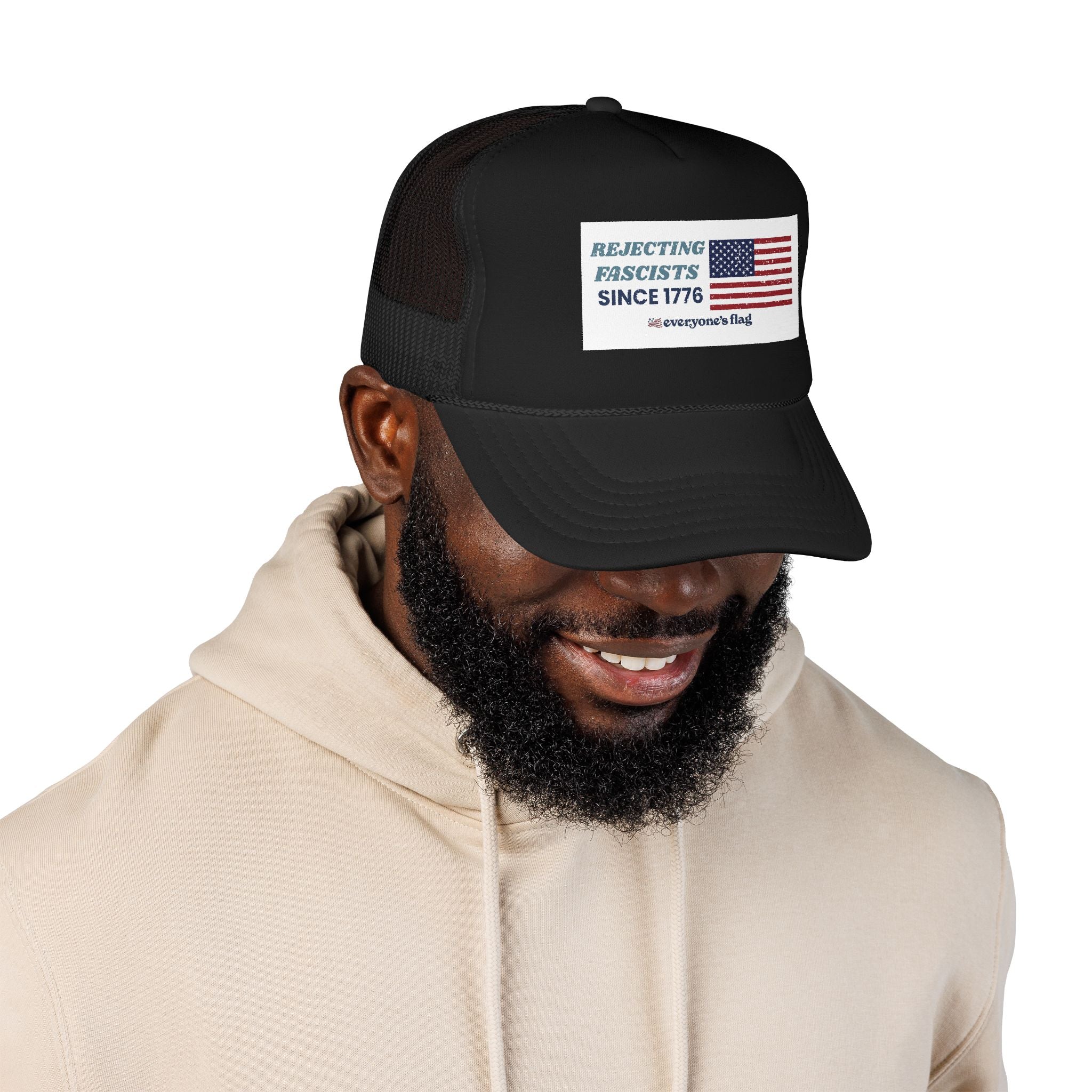 Resisting Fascists 250 yrs. Trucker Hat - White patch