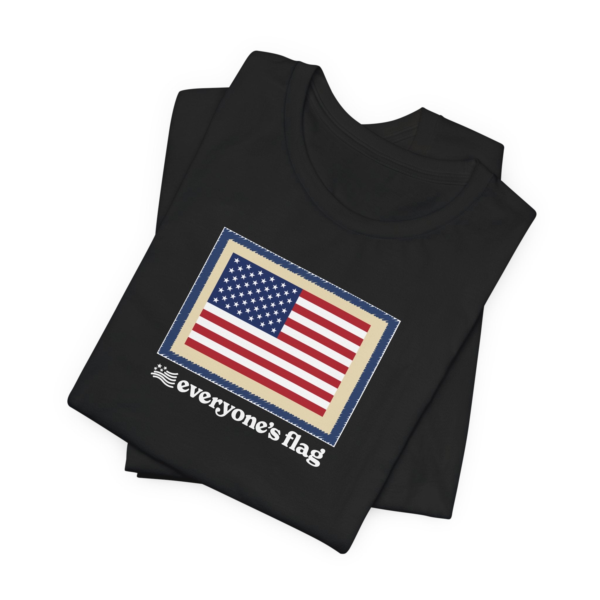 Flag Patch Unisex Jersey Short Sleeve Tee - Navy & Red