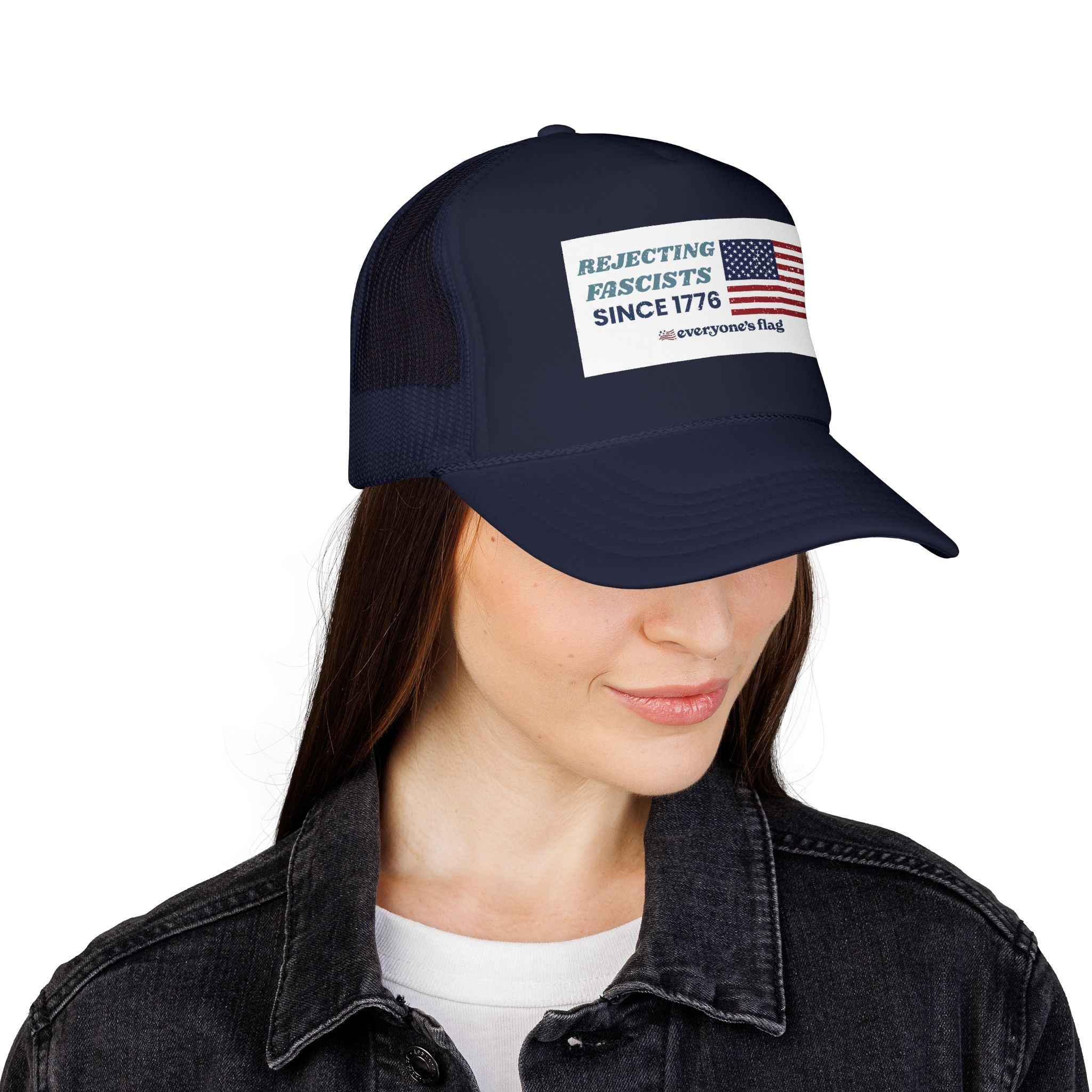 Resisting Fascists 250 yrs. Trucker Hat - White patch
