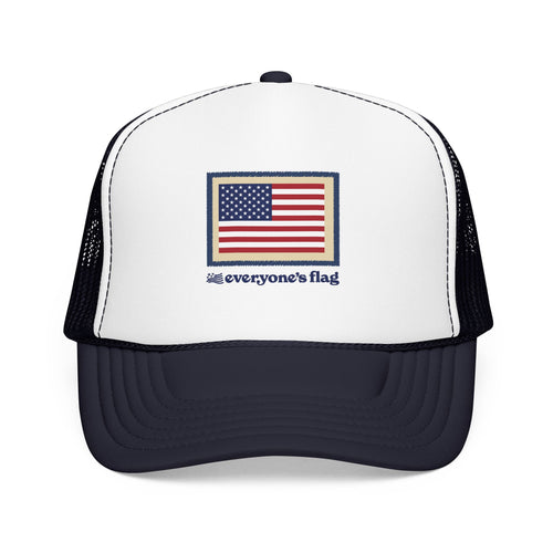 Flag Patch Trucker Hat - White & Navy