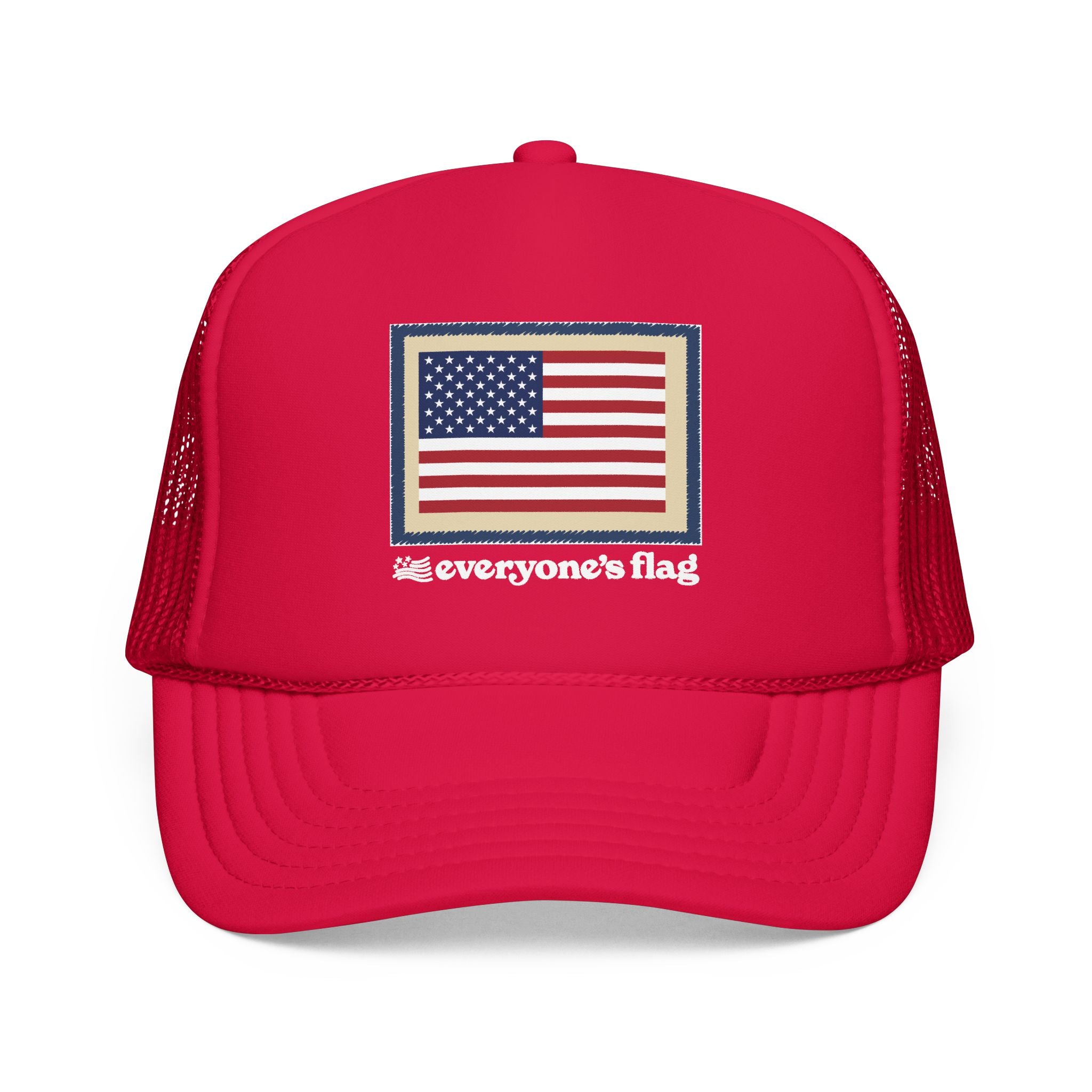 Vintage Trucker Hat: Patch Flag - Solid Navy & Red