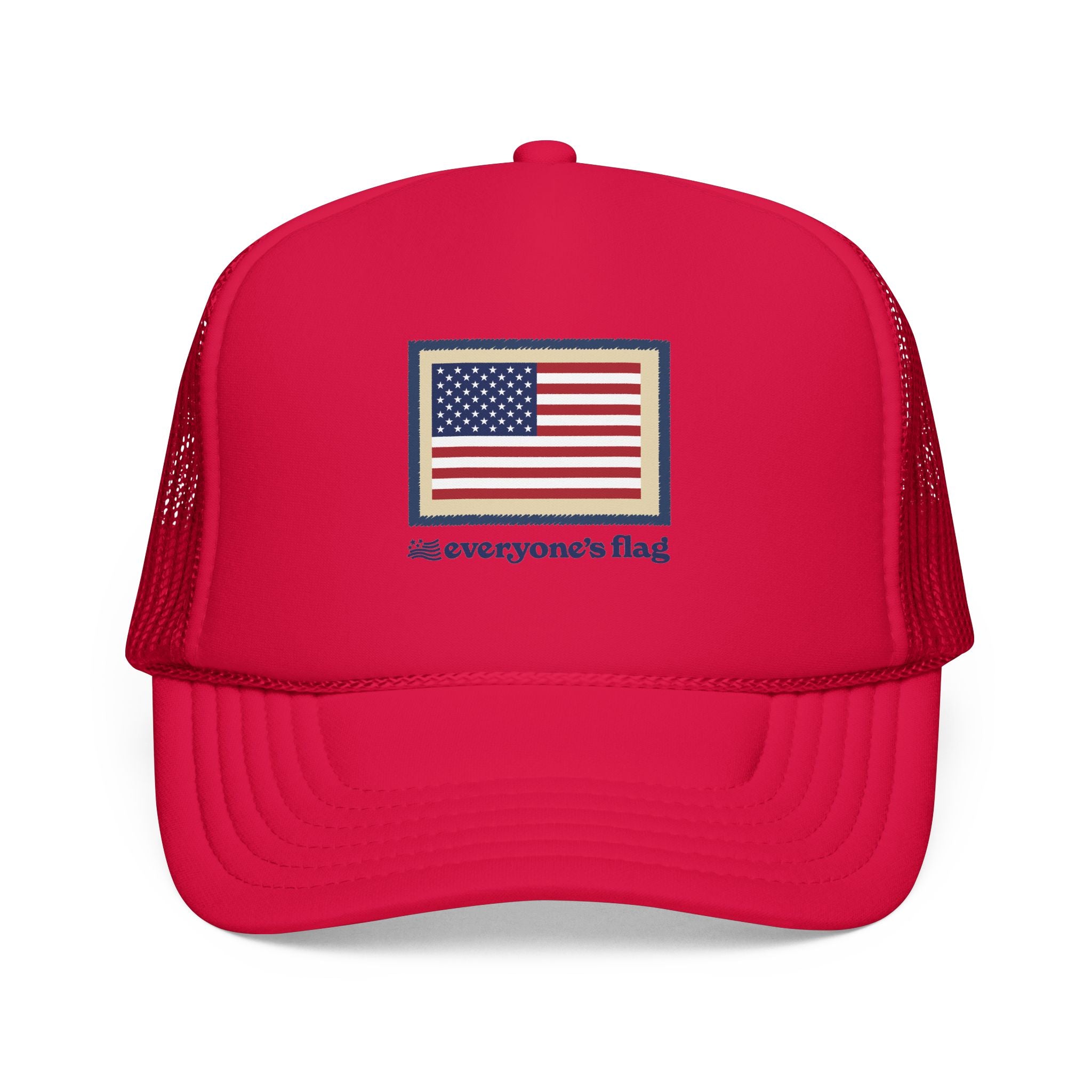 Flag Patch Trucker Hat - White & Navy