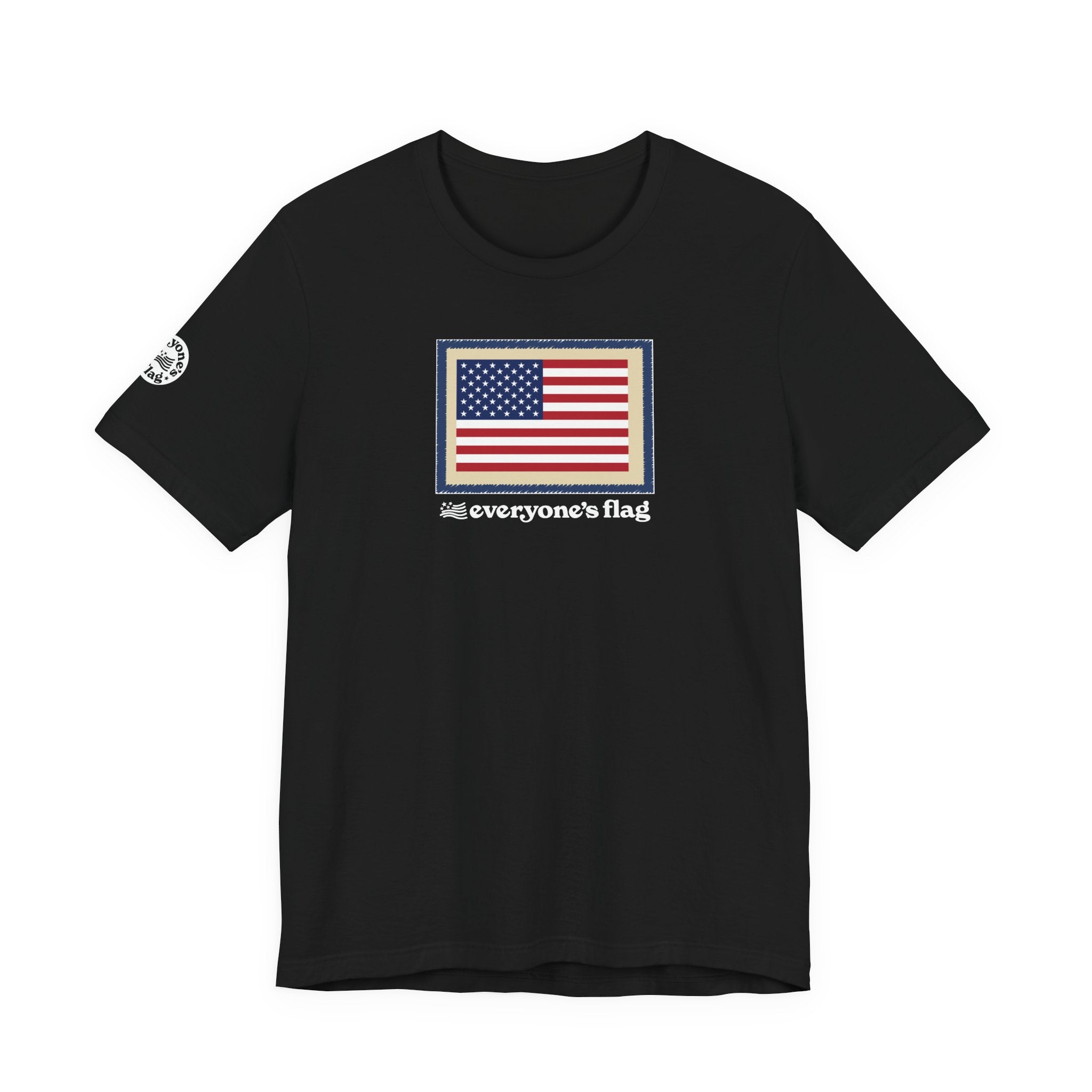 Flag Patch Unisex Jersey Short Sleeve Tee - Navy & Red