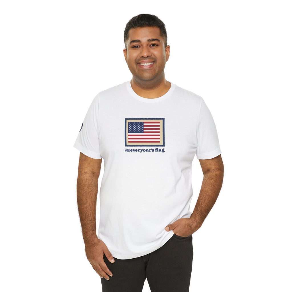 Flag Patch Unisex Jersey Short Sleeve Tee - White