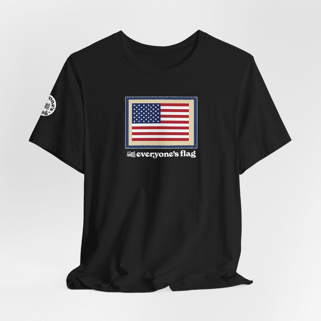 Flag Patch Unisex Jersey Short Sleeve Tee - Navy & Red