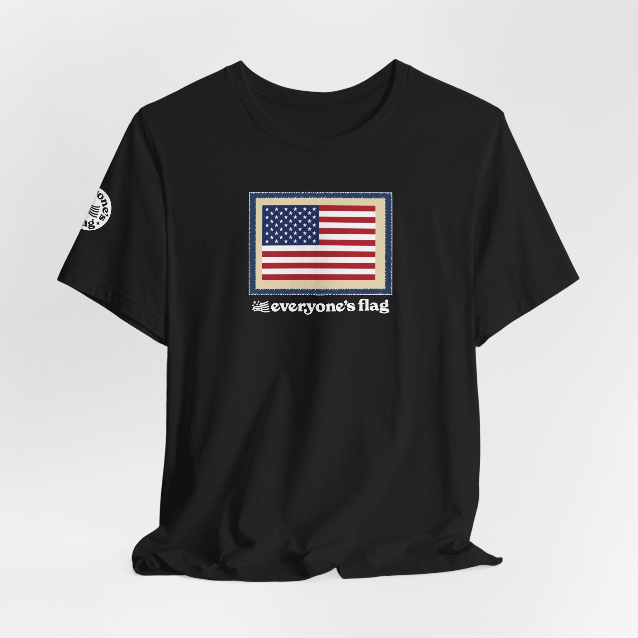 Flag Patch Unisex Jersey Short Sleeve Tee - Navy & Red
