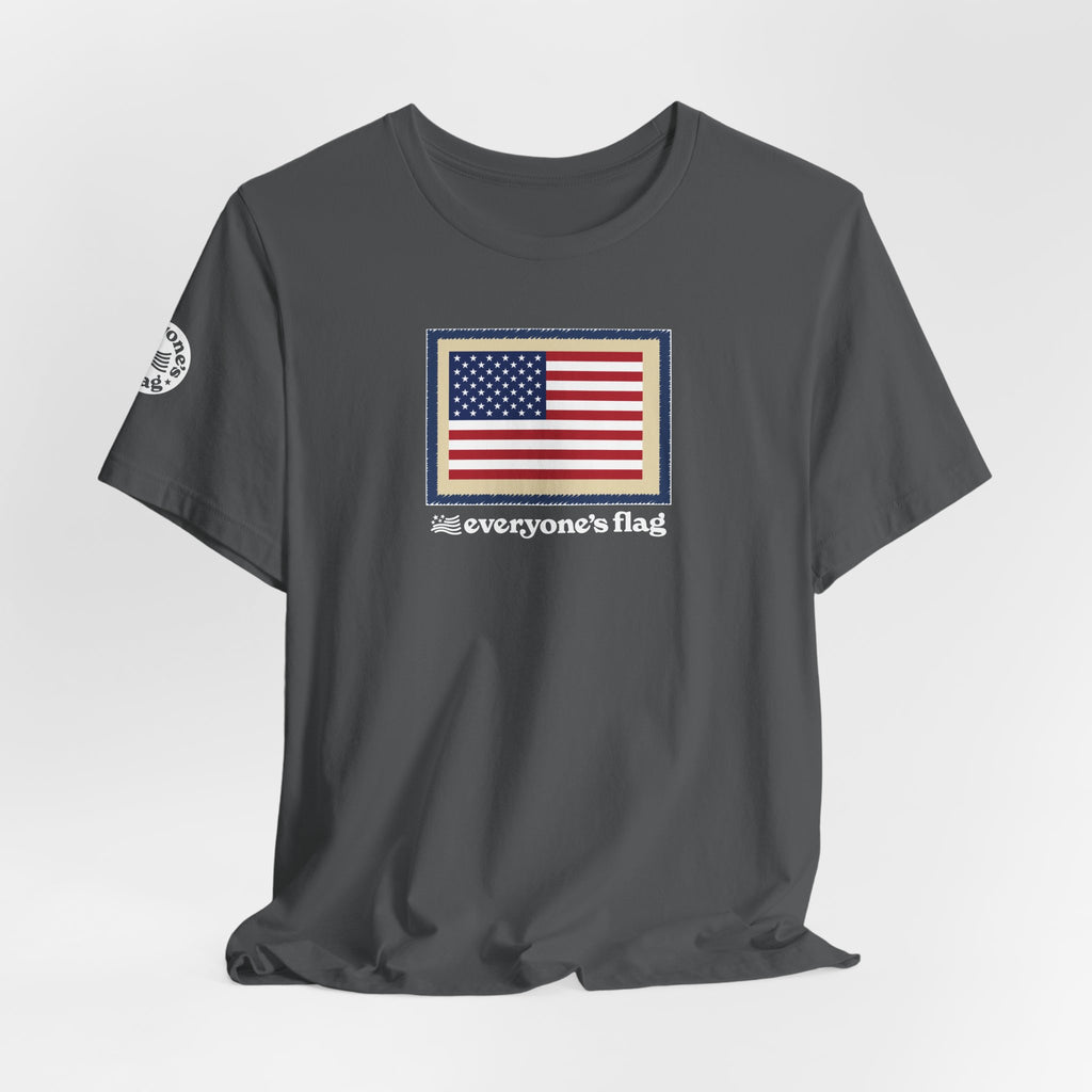 Flag Patch Unisex Jersey Short Sleeve Tee - Navy & Red