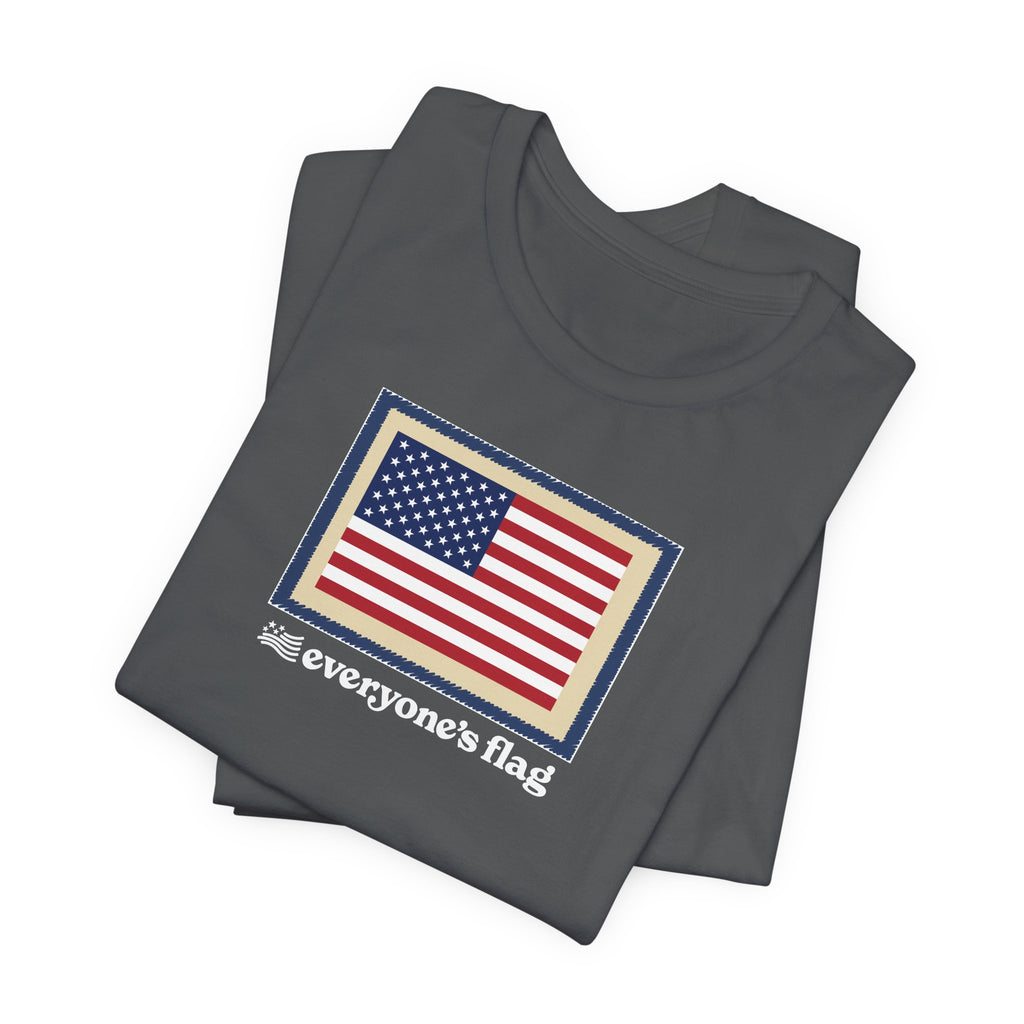 Flag Patch Unisex Jersey Short Sleeve Tee - Navy & Red