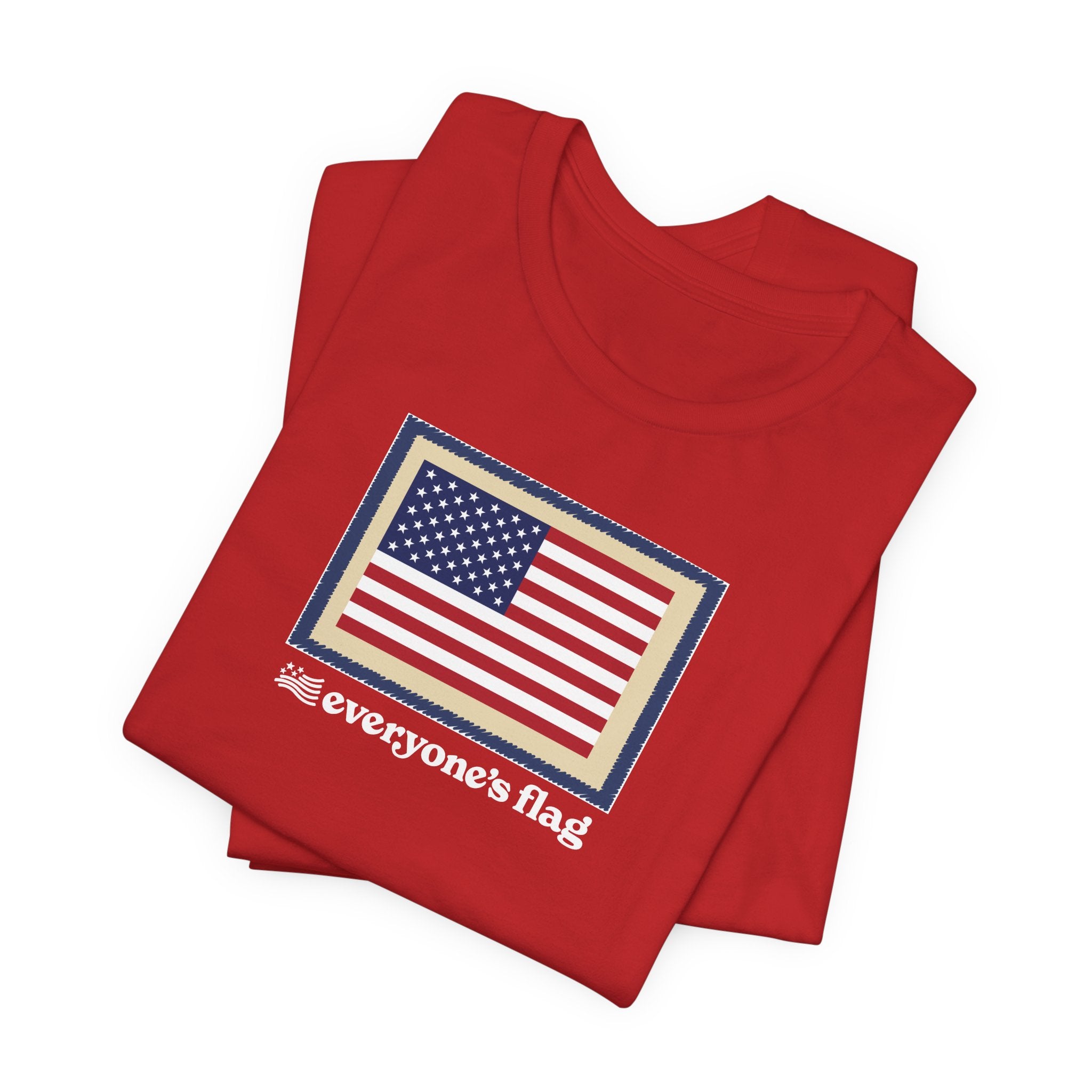 Flag Patch Unisex Jersey Short Sleeve Tee - Navy & Red