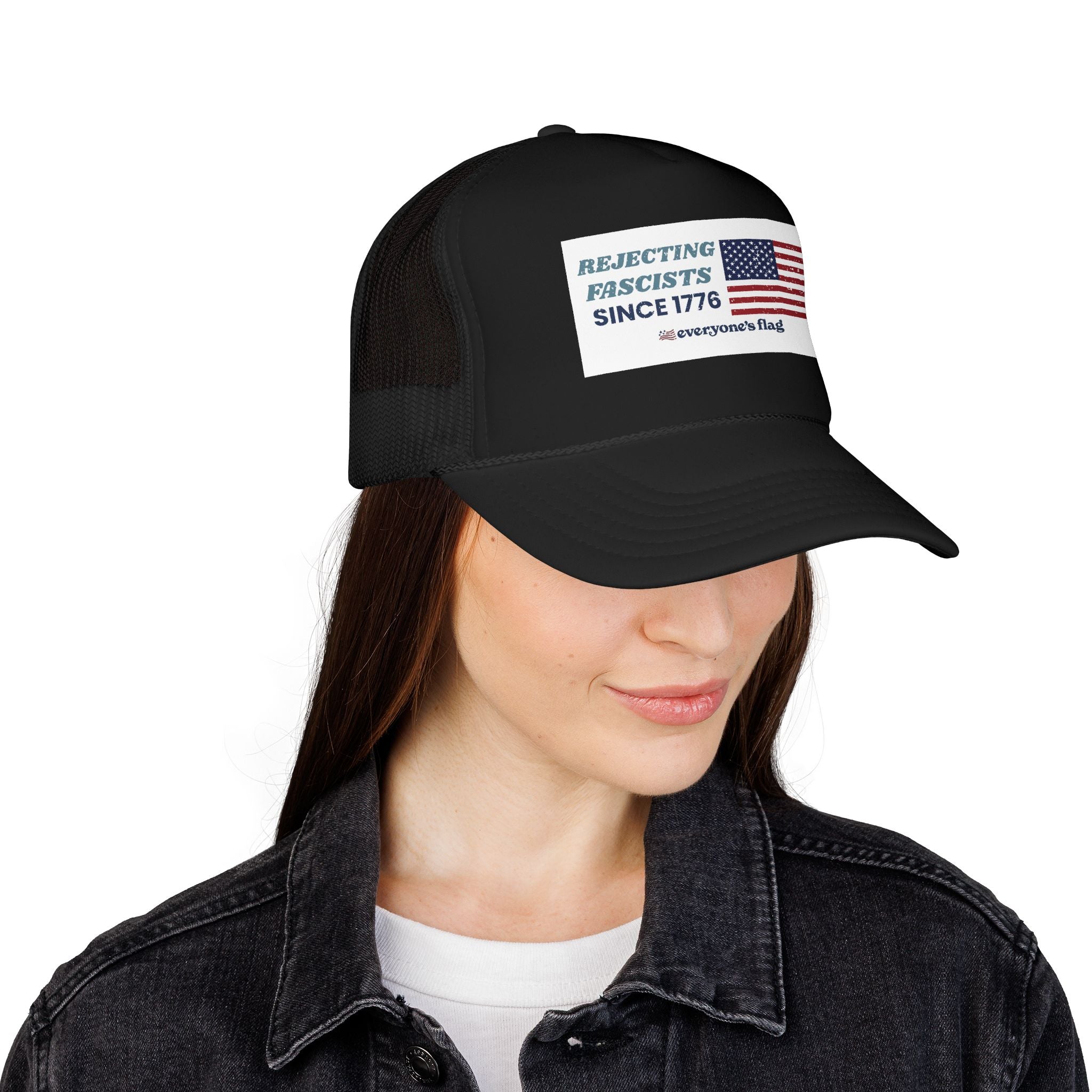 Resisting Fascists 250 yrs. Trucker Hat - White patch