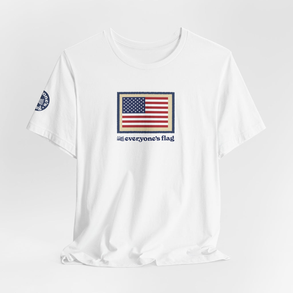 Flag Patch Unisex Jersey Short Sleeve Tee - White