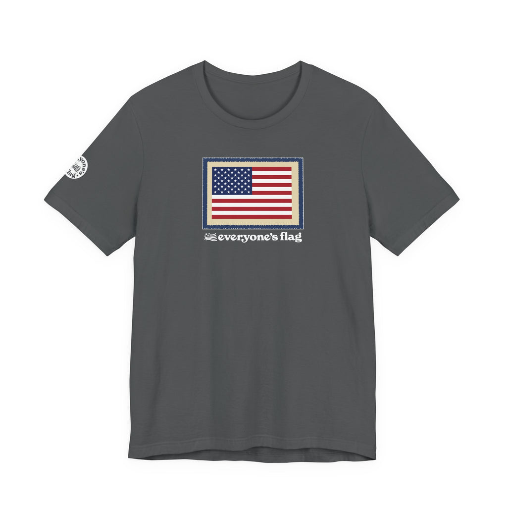 Flag Patch Unisex Jersey Short Sleeve Tee - Navy & Red