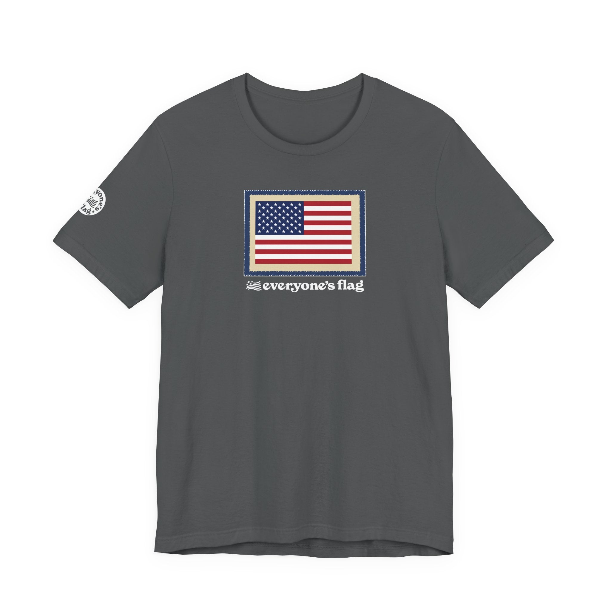 Flag Patch Unisex Jersey Short Sleeve Tee - Navy & Red