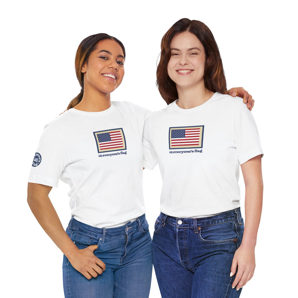 Flag Patch Unisex Jersey Short Sleeve Tee - White