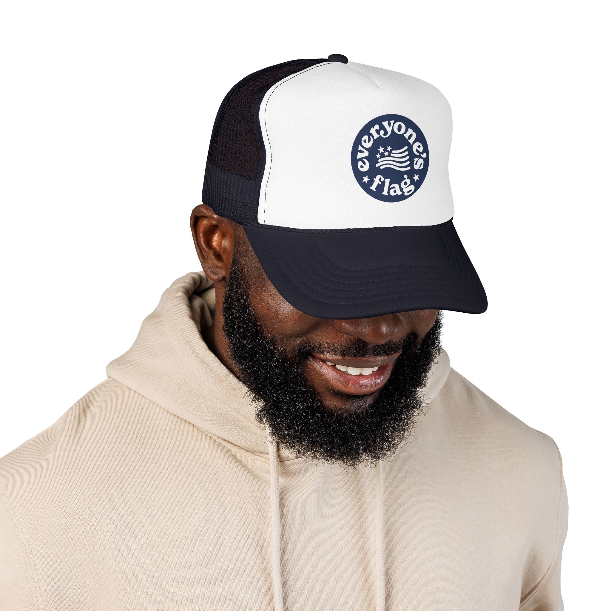 Vintage Trucker Hat - Peace Flag - Navy & Red