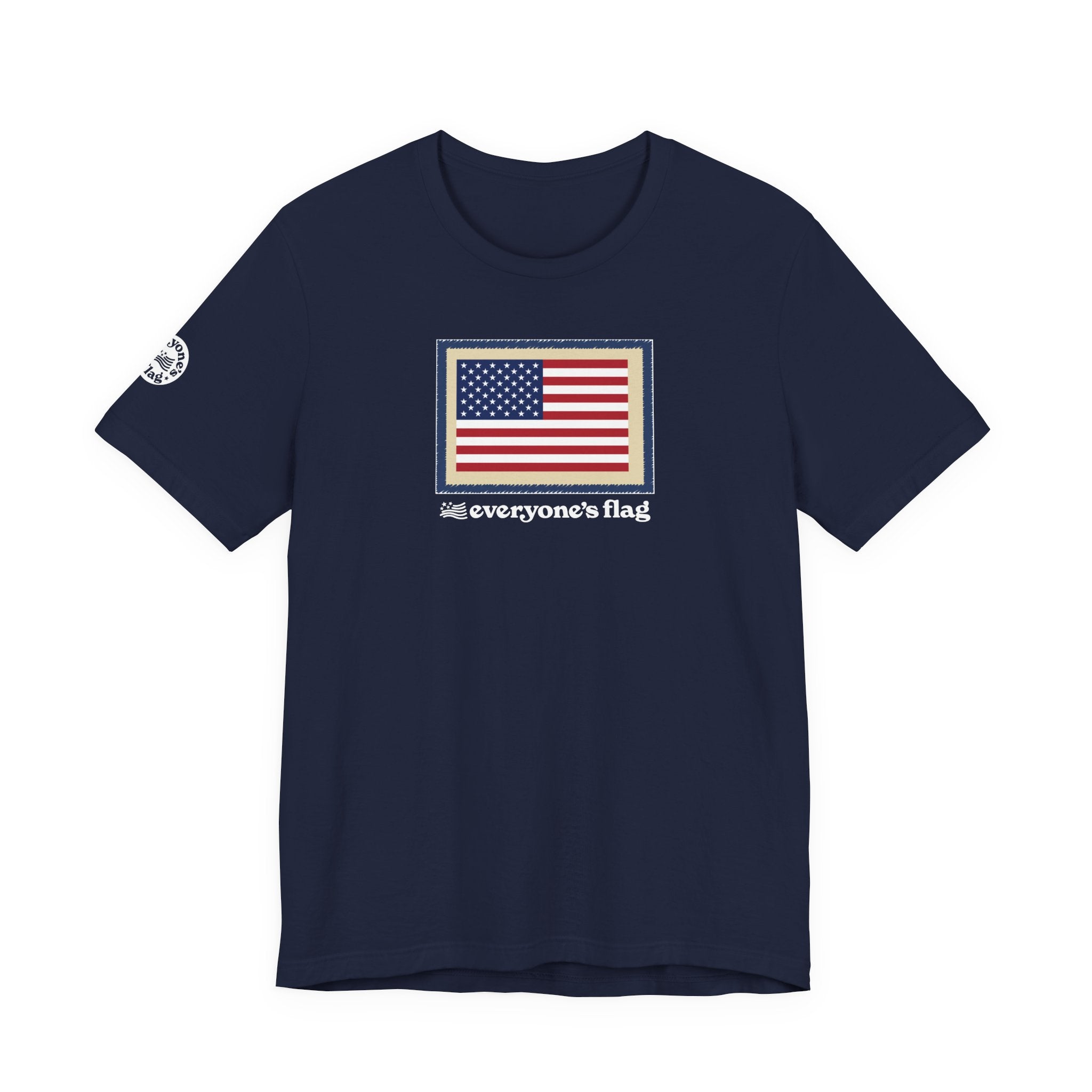 Flag Patch Unisex Jersey Short Sleeve Tee - Navy & Red