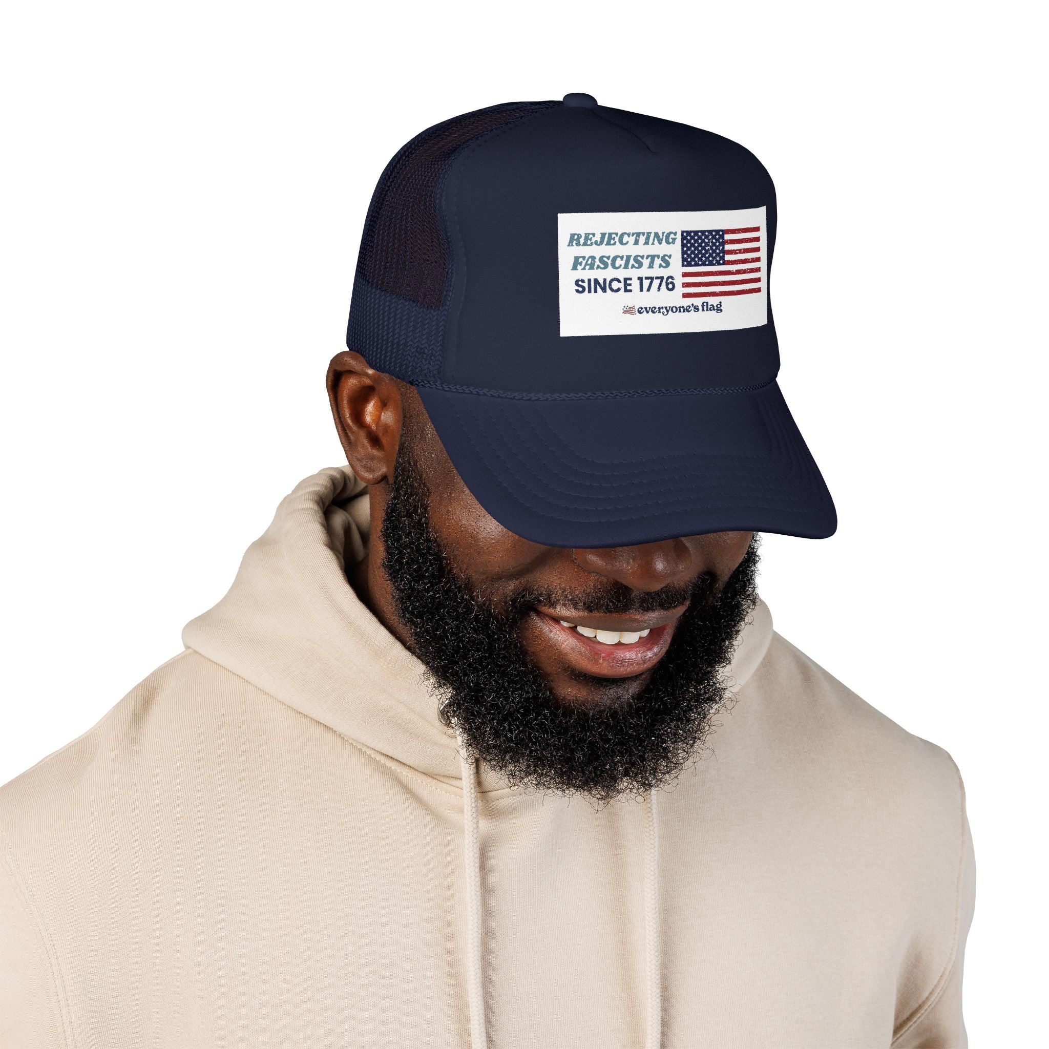Resisting Fascists 250 yrs. Trucker Hat - White patch
