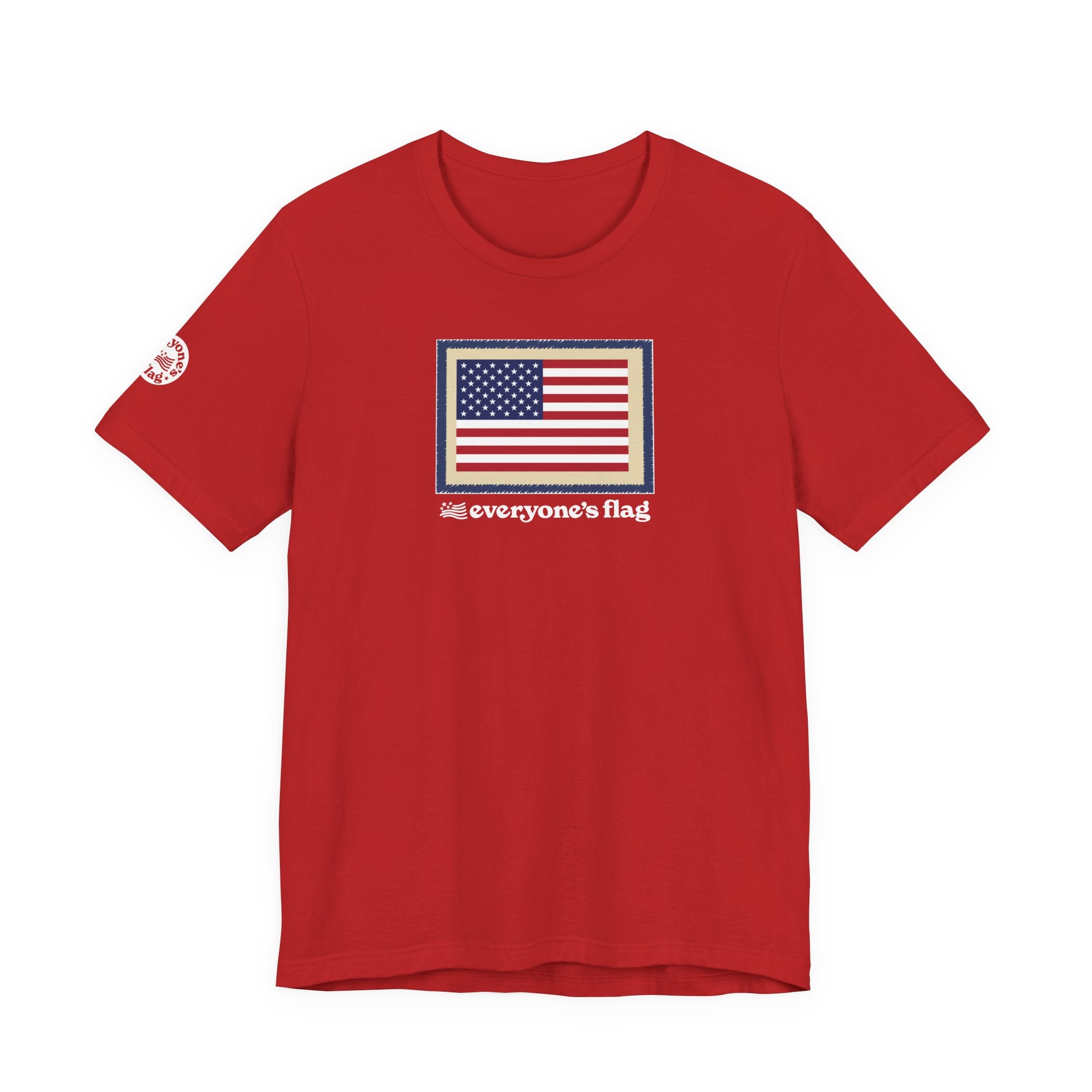 Flag Patch Unisex Jersey Short Sleeve Tee - Navy & Red